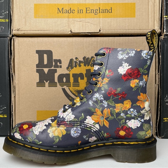Dr. Martens 1460 Pascal Darcy Floral Print Navy Blue Leather Boho Boots UK 4 - Picture 5 of 17